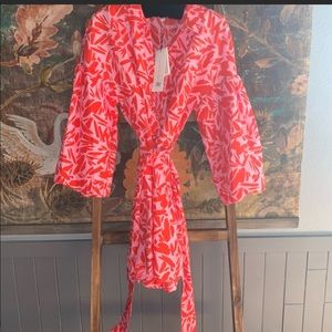 Veronica Beard Pink and Red Printed Midi Dress